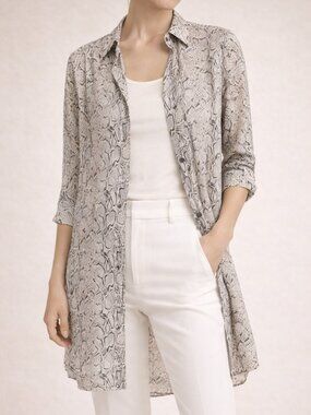 Equipment Essential Silk Python Print Shirt Dress Tunic Blouse XS